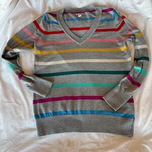 Old Navy 🌈 multi color light v neck sweater sz med